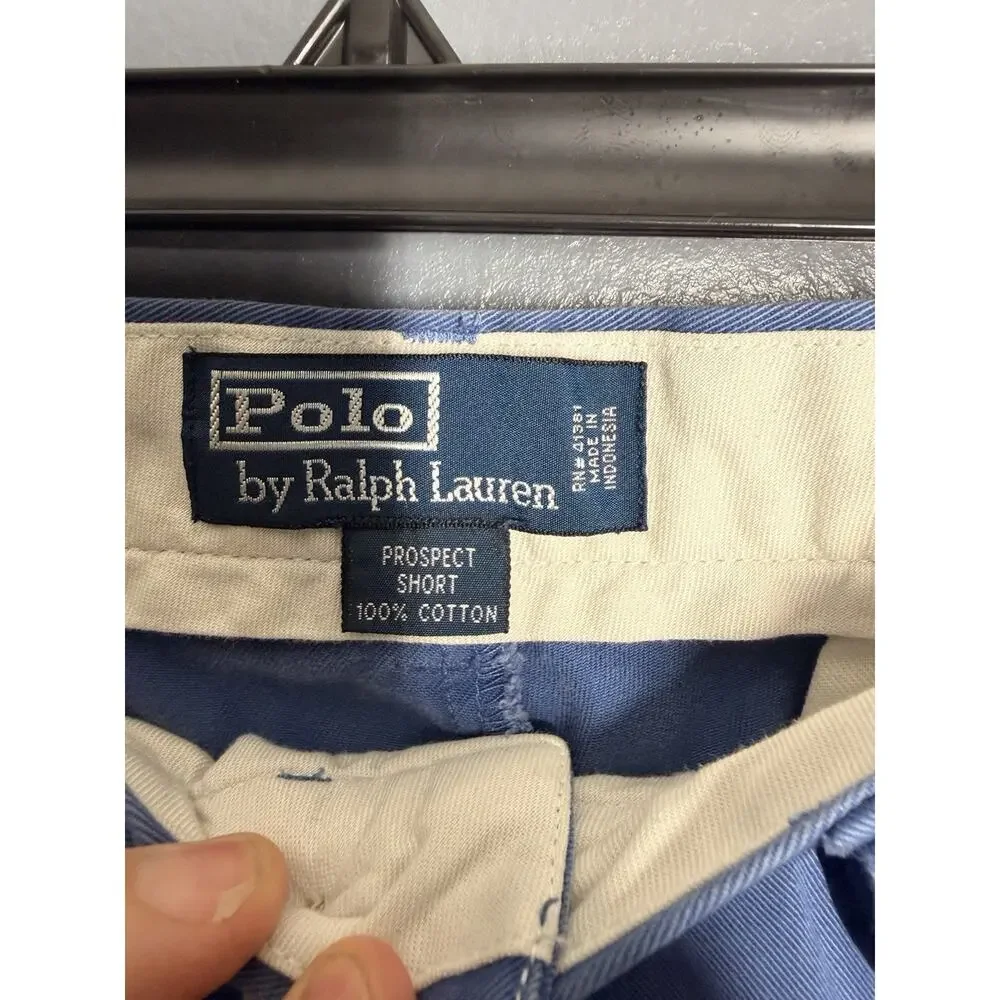 Polo Ralph Lauren Prospect Shorts Men’s 34 Blue Cotton Flat Front Chino Nice!!